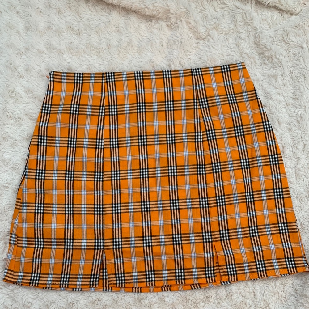 Shein yellow plaid skirt